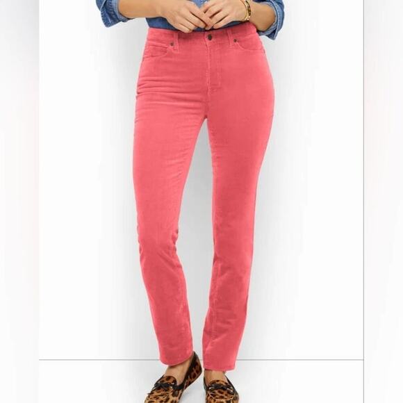Talbots Rose pink Corduroy High Waist Jeggins Pants Size 16 new! - Picture 1 of 8